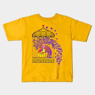 Magic Phoenix bird in a golden cage. Kids T-Shirt